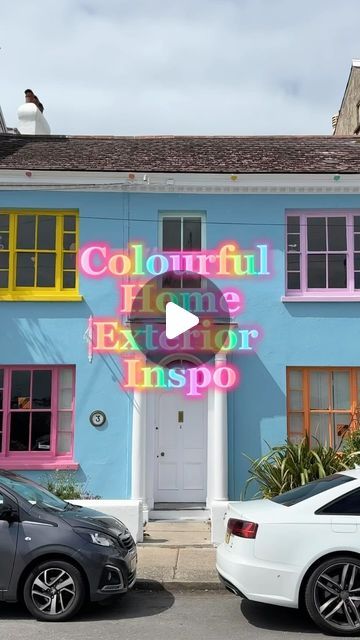 Colourful Windows, Colourful Exterior House, Colourful New Build, London Colorful Houses, Bristol Colourful Houses, Miami Art Deco, Seaside House, British Seaside, Period Property