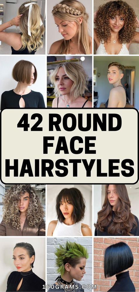 Save this pin for a curated collection of flattering hairstyles tailored for round face shapes. Discover the perfect style to enhance your features and boost your confidence. #RoundFaceHairstyles #FlatteringHaircuts #FashionBlog Hairstyles For Round Face Shape, Hair For Round Face, Flattering Hairstyles For Round Faces, Haie Style, Hair For Round Face Shape, Classy Nail Art Ideas, Side Swept Curls, Flattering Hairstyles, Face Shape Hairstyles