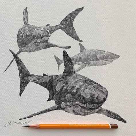 ArtStation - Sharks, Rim Umyarov Rim Umyarov, Analytical Drawing, Drawing Basics, Online Art Courses, Structural Drawing, Stick Figure Drawing, Art Courses, Daily Drawing, Whale Shark