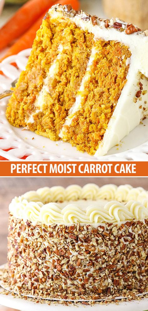 BEST Carrot Cake - moist, tender and easy to make! It’s covered in cream cheese frosting for a perfect, classic cake! Best Carrot Cake Recipe, The Best Carrot Cake, Carrot Cake Recipe Easy, Moist Carrot Cakes, Carrot Cake Cheesecake, Easy Carrot Cake, Best Carrot Cake, Carrot Cake Recipe, Carrot Recipes