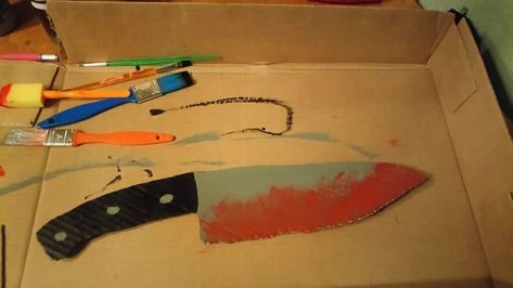 Halloween cardboard bloody knife Cardboard Knife, Halloween Costume Outfits, Fnaf Drawings, Costume Outfits, Halloween Costume, Halloween Costumes, Holidays, Halloween, Drawings