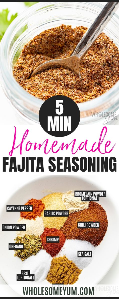 Homemade Fajita SeasoningCajun Seasoning Italian Seasoning Taco Seasoning Blackened Seasoning  - Anyone that knows me knows that I love my spice mixes! You can certainly buy them pre-blended — and sometimes I do when I can find them with clean ingredients — but oftentimes, it’s even more convenient and cost-effective to just make them yourself. If you love Mexican flavors like I do, whip up my homemade fajita seasoning recipe, and you can use it for chicken fajitas and shrimp fajitas in no time! Low Carb Vegetables List, Fajita Seasoning Recipe, Fajita Seasoning Mix, Salt Seasoning, Homemade Seasoning, Quick Easy Healthy Meals, Homemade Fajita Seasoning, Mexican Flavors, Shrimp Fajitas