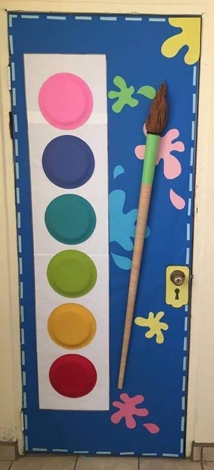 Art Classroom Door, Art And Craft For Kids, Art Room Doors, Vbs Themes, Art Classroom Decor, Door Art, Vbs Crafts, Door Decorations Classroom, Classroom Door