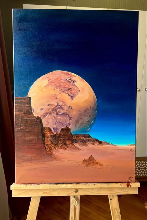 Fantasy art planet oil painting. Mars moon surfaces artwork Planet Oil Painting, Painting Planets, Mars Painting, Planet Artwork, Mars Space, John Carter Of Mars, Planet Painting, Planet Mars, Draw Ideas