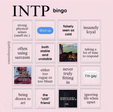 Intp Core Aesthetic, Intp Bingo, Intp Aesthetics, Intp Core, Intp Love, Intp Things, Intp Mbti, Bingo Sets, Enneagram Test