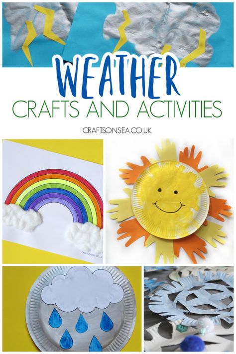 Perfect for a weather unit or theme this weather crafts and activities round up is full of amazing ideas with easy crafts, sensory play and printables too! Weather Theme Activities, Rainbow Template, Weather Activities Preschool, Weather Activities For Kids, Preschool Weather, Weather Art, Weather Crafts, Weather Theme, Crafts And Activities For Kids