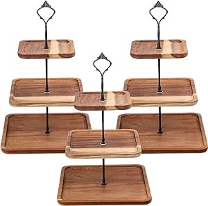 Diy Dessert Stand, 3 Tiered Cake, Wooden Cupcake Stands, 3 Tier Serving Tray, Tier Serving Tray, Square Farmhouse, Wood Cupcake Stand, Dessert Squares, Wedding Tea Party