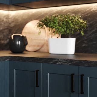 75 Kitchen with Blue Cabinets and Black Countertops Ideas You'll Love - July, 2023 | Houzz Kitchen With Blue Cabinets, Black Kitchen Countertops, Countertops Ideas, Black Countertop, Builder Grade Kitchen, Grey Kitchen Floor, Raised Panel Cabinets, Designer Kitchens, Ideas For Storage