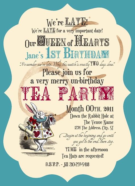 Mad Tea Party  Birthday Party Invitations Set by PaperCutCouture, $45.00 Mad Hatter Tea Party Invitations, Alice In Wonderland Invitations, Wonderland Invitation, Wonderland Birthday, Mad Hatter Party, Alice In Wonderland Birthday, Tea Party Invitations, Mad Hatters, Alice In Wonderland Tea Party