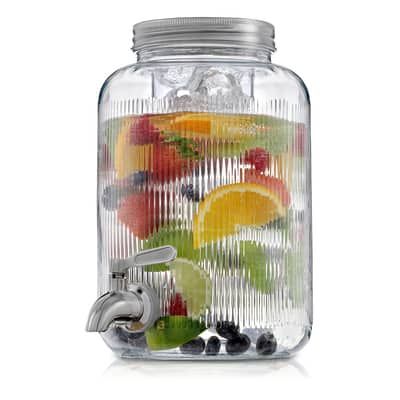 JoyJolt® 1 gal. Glass Fluted Drink Dispenser | Michaels Lemonade Dispenser, Cocktail Dispenser, Glass Water Dispenser, Glass Drink Dispenser, Sun Tea Jar, Sangria Pitcher, Juice Jar, Liquor Dispenser, Glass Drink