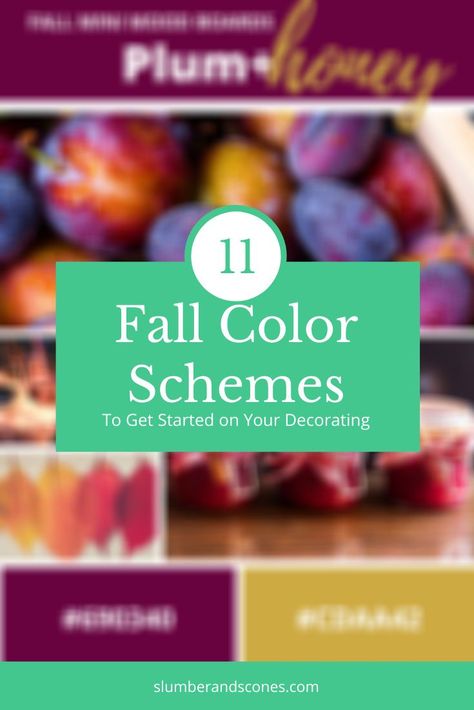 Get started on decorating your home for fall with these 11 different color pairings, inspired by the changing leaves and cozy comforts of the autumn season. Each color scheme comes with a mini mood board for fall inspiration, and a selection of decor pieces to start your collection. #falldecor #falldecorating #fallcolors Fall 2024 Decor Color Trends, Bright Fall Color Palette, Fall Front Steps, Teal Fall Decor, Fall Color Palettes, Fall Color Pallet, Fall Color Combinations, Pumpkin Wine, September Colors