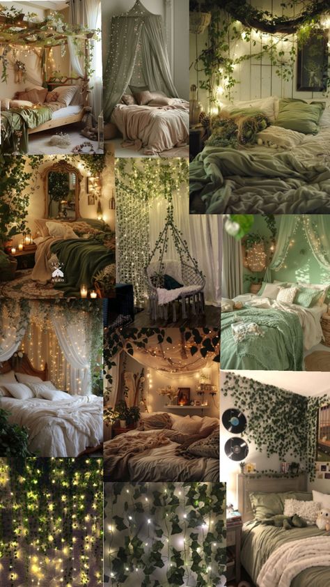 Baddie Room, Green Room Decor, Dream Bedroom Inspiration, Bedroom Decor Cozy, Room Redesign, Cute Bedroom Decor, Redecorate Bedroom, Cozy Room Decor, Dreamy Room