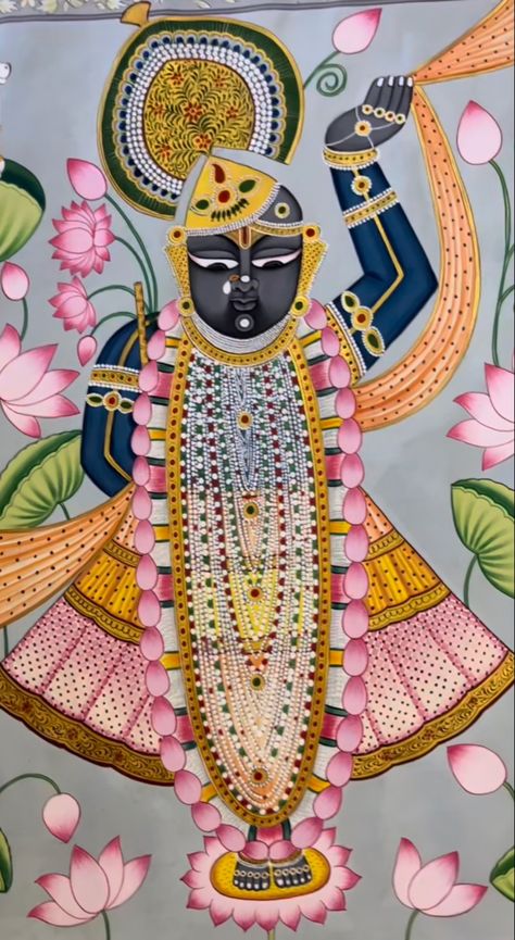 Kanha Ji Rangoli Design, Shrinathji Rangoli Designs, Balaji Painting Canvas, Pichavai Painting, Shrinathji Drawing, Srinathji Painting Pichwai, Srinathji Images, Shreenathji Painting Sketch, Shreenathji Rangoli Design