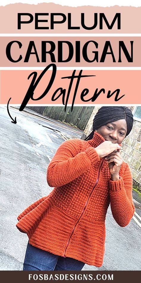 Crochet Peplum Cardigan, Peplum Crochet, Crocheted Clothing, Crochet Cardigans, Cozy Crochet Patterns, The Flare, Crochet Sweaters, Cozy Crochet, Crochet Fall