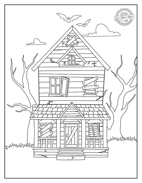 Haunted House Drawing Ideas, Halloween House Drawing, Haunted House Drawing Easy, Draw Haunted House, Easy House Drawing, Simple Haunted House Drawing, Scary House Drawing, Haunted House Sketch Easy, Haunted House Sketch