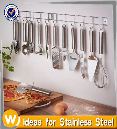 Kitchen Utensil Rack, Model Dapur, Stainless Steel Kitchen Utensils, Kitchen Utensil Holder, Kitchen Utensil Set, Kitchen Utensil, Spatulas, Ikea Kitchen, Hanging Racks