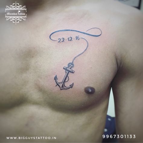 Anchor Chest Tattoo, Chest Tattoo Men Ideas Unique, Infinity Anchor Tattoo, Rope Tattoo, Unique Tattoos For Men, Octopus Tattoos, Anchor Tattoos, Anchor Tattoo, Chest Tattoo Men