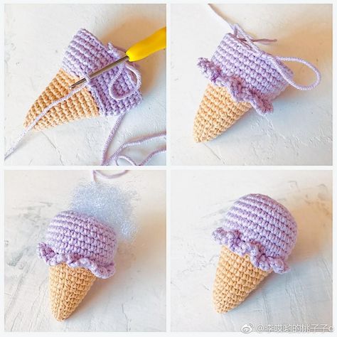 Amigurumi Ice Cream Keychain Free Pattern – Amigurumi Amigurumi Ice Cream, Ice Cream Keychain, Crochet Keychain Pattern, Pola Amigurumi, Kawaii Crochet, Crochet Food, Ice Cream Cones, Crochet Amigurumi Free, Crochet Keychain