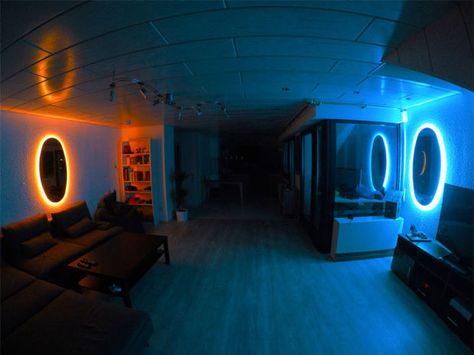 Portal Mirror, Bedroom Gaming, Geek Room, Gaming Ideas, Portal Game, Park House, Video Game Rooms, Man Cave Home Bar, Woman Cave