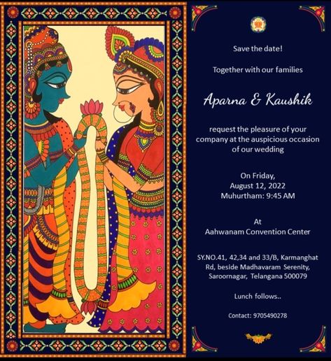 My wedding e-invite Radha Krishna Wedding Invitation, Radha Krishna Wedding, Wedding E Invite, Indian Wedding Invite, Hindu Wedding Invitation Cards, Digital Wedding Invitations Design, Hindu Wedding Invitations, Wedding Stage Decor, Invitation Frames