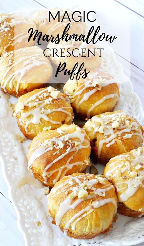 Crescent Appetizers, Puffs Recipes, Dessert Marshmallow, Rolls Dessert, Using Crescent Rolls, Chicken Long Rice, Crescent Roll Recipes Dessert, Large Marshmallows, Crescent Roll Dessert