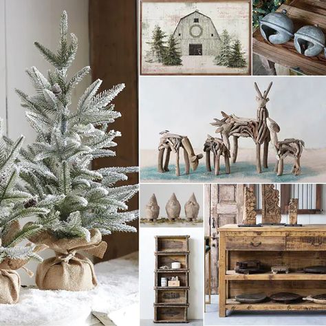 RUSTIC CHRISTMAS Our RUSTIC CHRISTMAS collection is sure to lend a comforting seasonal feel to your home. Bring a touch of the outdoors inside with our Snow Flocked Tree With Pinecones In Burlap Bag. Display your favorite collectibles in primitive style with our Vintage Brick Mold Bookshelf. Our Natural Driftwood Deer Figurines will offer a unique look to your winter vignette. Our Rustic Decorative Holiday Jingle Bells have a weathered metal finish and classic appeal. Brick Mold, Flocked Tree, Deer Figurines, Snow Flock, Flocked Trees, Brick Molding, Woodland Deer, Outdoors Inside, Primitive Style