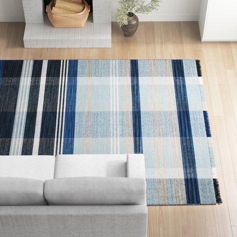 Sand & Stable Omar Flatweave Rug | Wayfair Plaid Rug, Flatweave Area Rug, Nursery Furniture Sets, Black Rectangle, Pink Area Rug, Boy Bedroom, Modern Kids, Layered Design, Blue Area Rug