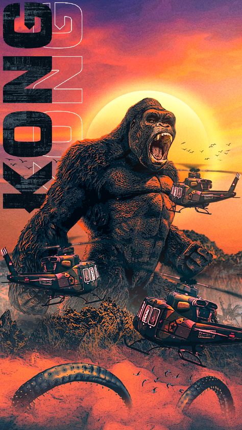 Kong😱 King Kong Wallpaper, King Kong Godzilla, Kong Wallpaper, Peace Sign Art Hippie, King Kong Skull Island, King Kong Movie, Godzilla Kong, Don King, Monster Verse