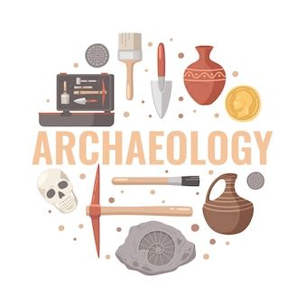 Archeology Poster, Archeologist Illustration, Archeology Illustration, Archeology Tools, Archaeology Illustration, Archeology Tattoo, Cartoon Composition, History Illustration, Ancient Artefacts