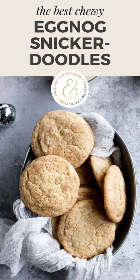 Eggnog snickerdoodle cookies are a fun take on classic snickerdoodles. Perfect for holiday baking, this homemade snickerdoodle recipe with egg nog makes cookies that are crispy and chewy, and have that delicious eggnog flavor that you love! Fun Cookie Recipes, Easy Desserts For A Crowd, Cookie Photography, Photography Chocolate, Eggnog Recipes, Chocolate Chip Cookie Recipes, Snickerdoodle Recipe, Bisquick Recipes, Snickerdoodle Cookies