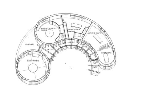 ... anchor the organic form. Area: 4095 sf. Note: if you are not familiar with the Pomo people, do become acquainted with them. Organic Plans Architecture, Organic Form Architecture, Mezanine Floor, Origami Home Decor, Form Architecture, Block Plan, Architecture Portfolio Layout, Space Project, Parametric Architecture