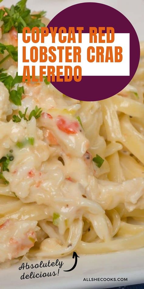 Seafood Alfredo Recipe Crab Meat, Crab Linguine Alfredo, Red Lobster Crab Alfredo, Red Lobster Crab Linguini Alfredo, Seafood Alfredo Recipe Crab And Shrimp, Crab Pasta Sauce, Crab Alfredo Pasta Recipes, Crab And Lobster Pasta, Lump Crab Pasta Recipes