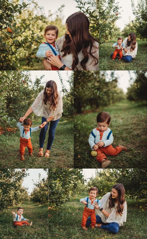 Family Photo Outfits Fall Apple Orchard, Family Orchard Pictures, Apple Orchard Family Pictures Outfits, 9 Month Old Family Photo Ideas, Apple Orchard Fall Photoshoot, Baby Apple Orchard Pictures, Fall Apple Orchard Photo Shoot, Family Apple Orchard Pictures, Apple Picking Family Photos