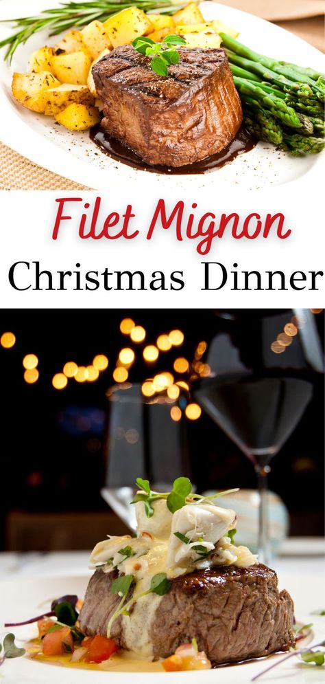 If you’re looking for a delicious Christmas feast, look no further! Having filet mignon for Christmas dinner is a delicious departure from the traditional ham feast. There are many ways to serve filet mignon and we have put together the best filet mignon Christmas dinner recipes all in one place! Recipes With Filet Mignon, Lobster And Filet Mignon, Christmas Filet Mignon, Filet Mignon Meal Ideas, Filet Mignon Crostini, Fancy Filet Mignon Dinner, Side For Filet Mignon, Beef Filet Mignon Recipes, Filet Medallion Recipes