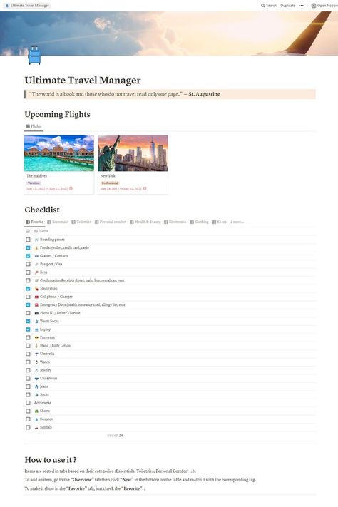 Notion Travel Planner, Content Calendar Template, Travel Planner Template, Best Travel Insurance, Ipad Essentials, New York Vacation, Packing Checklist, Packing Lists, Travel Savings