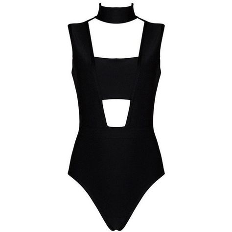 Hollow Cutout Halter Bandage Bodysuit (110 AUD) ❤ liked on Polyvore featuring intimates and shapewear Bandage Bodysuit, Bandage Jumpsuits, Looks Chic, Pullover Shirt, V Neckline, Online Tops, Black Sleeveless, Black Bodysuit, Deep V