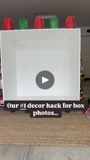 752K views · 20K reactions | To decorate our photo box, we use every tape known to man however, the real MVP is CORRUGATED PLASTIC SHEETS! 👏 👏 

We build our decor walls on them and pop them in and out of the box for quick decor changes. We had a local printer custom cut the sheets to fit our box. 📦 Foamcore can work too! 

Share your fave decor hack 👇 and make sure to follow for more box photo content! 

#babesinabox #boxphotography #boxphoto #inthebox #boxphotos #azmoms #familyphotographer #phoenixphotographer #phoenixbusiness #azlocal #localbusiness #azphotographer #phoenixmoms #scottsdalemoms #christmas #christmasphoto #holidayphotos #christmasdecor #holidayphoto #decor #decorhacks #diy #ornament | Lauren + Loren | Box Photo Experts New Years Box Photos, Diy Christmas Box Photoshoot, Christmas Box Photos, Christmas Photo Box Ideas, Box Pictures Ideas, Box Christmas Photos, Christmas Box Photoshoot, Photo Box Ideas, Christmas Photo Poses