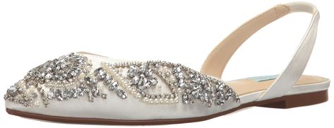 Blue by Betsey Johnson Womens SBMolly Pointed Toe Flat Ivory Satin 6.5 M US * Continue to the product at the image link. (This is an affiliate link) Silver Wedding Shoes, Beach Wedding Shoes, Fun Wedding Shoes, Blue By Betsey Johnson, Flats Online, Wedding Flats, Stunning Shoes, Rhinestone Embellishments, Timberlands Women