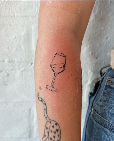 Wine Glass Tattoos, Emily Reid, Wine Glass Tattoo, Wine Tattoo, Sticker Sleeve, Tattoo Baby, Glasses Tattoo, Tattoos Inspo, Food Tattoos