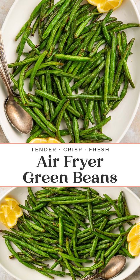 My favorite way to make green beans is in the air fryer! It's quick and easy to throw this veggie side dish together, but the air fryer perfectly cooks the green beans. With just the right amount of beautifully browned spots without ending up soggy, my recipe packs the vegetable with tons of flavor. Air Fryer Frozen Green Beans, Cooking Frozen Green Beans, Air Fryer Green Beans, Air Fried Green Beans, Crispy Green Beans, Vegetable Side Dishes Healthy, Inflammation Recipes, Paleo Thanksgiving, Cooking Green Beans