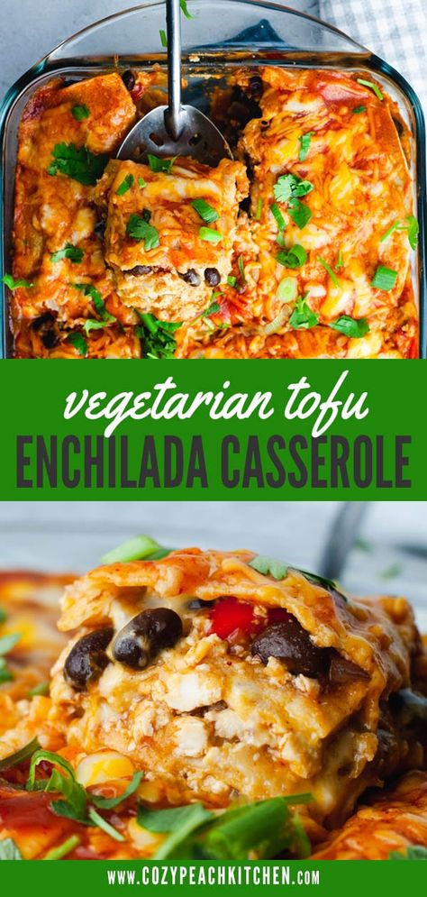 Vegetarian Black Bean Enchilada Casserole Black Bean Enchilada Casserole, Bean Enchilada Casserole, Casserole Enchilada, Vegetarian Enchilada Casserole, Casserole Vegan, Black Bean Casserole, One Pot Vegetarian, Vegan Enchiladas, Vegetarian Casserole