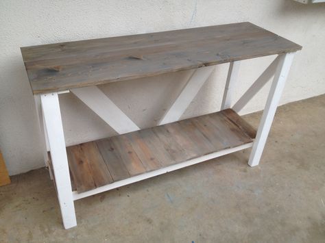 Farm table Www.facebook.com/Seasaltandlavender.us Hallway Desk, Reclaimed Headboard, Wood Entry Table, Farmhouse Headboard, Reclaimed Wood Headboard, Console Table Entryway, Headboard With Shelves, Rustic Console Tables, Table Entryway