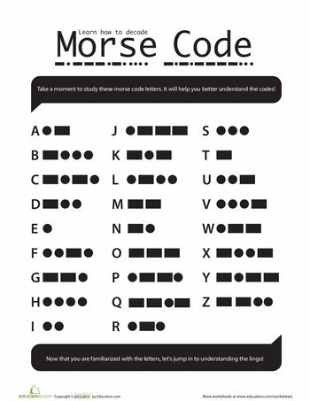 Worksheets: Morse Code Morse Code Worksheet, Morse Code Activities, Mores Code Alphabet, Learn Morse Code Fast, American Morse Code, Morse Code Alphabet, Emergency Communications, Code Alphabet, Beaver Scouts