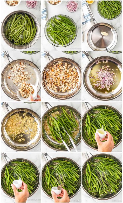 Green Beans Almonds, Thanksgiving Green Beans, Green Beans With Almonds, Bright Line Eating Recipes, The Best Green Beans, Green Beans Almondine, Food Planning, Blanching Green Beans, Love From The Oven