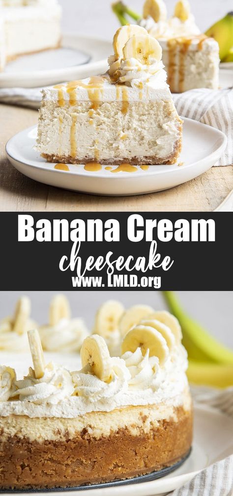 Bananas Cheesecake, Blueberry Banana Cheesecake, Banana Cream Dessert Recipes, Banana Cream Pie Dessert Recipes, Banana Cheesecake Recipe Easy, Banana Bread Cheesecake, Gourmet Cheesecake, No Bake Banana Cheesecake, Banana Crunch Cheesecake