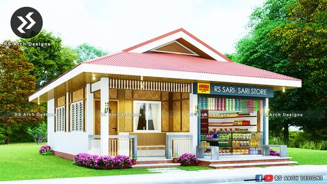 Simple House Design with STORE | Half Amakan with 2 Bedrooms | 7x10 meters | Bahay Tindahan | Sari Sari Store Floor area: 70 sqm. Lot Area (Recommended) :11 meters x 15 meters ( 165 sqm.) Spaces: - Mini Sari Sari Store( 3m x 3m) - Terrace/ Porch - Living Area - Dining Area - Kitchen - 2 Bedrooms - 1 Common T&B - Laundry Area #sarisaristore #amakanhousedesign #amakanhouse #halfamakan #tindahan #store #halfconcrete #rsarchdesigns Sari Sari Store Design Ideas, House With Sari Sari Store Design Ideas, Mini Grocery Store Design Small Spaces, House With Sari Sari Store Design Philippines, House With Store Design Philippines, House In Philippines Simple, Sari Sari Store, Mini Grocery Store Design Philippines, Small House Design Philippines