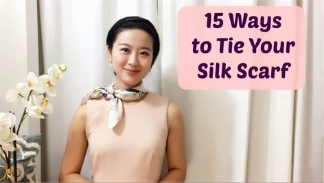 Ways To Wear A Short Scarf, How To Tie Short Scarf Neck Scarves, Small Square Silk Scarf Tying, How To Wear A Small Silk Scarf, How To Tie A Small Square Silk Scarf, Short Silk Scarf Tying, Small Scarves How To Wear, Short Neck Scarf Tying, Small Square Scarf How To Wear A