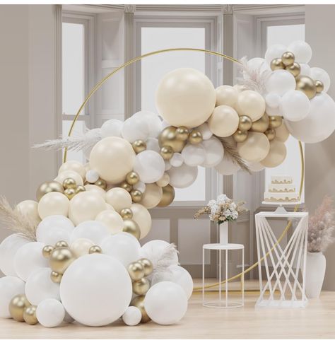 Beige Balloon Garland, White Balloons Wedding, White Gold Balloons, White Balloon Garland, Boho Bachelorette, Blush Balloons, Boho Party Decorations, 16 Balloons, Balloons Wedding