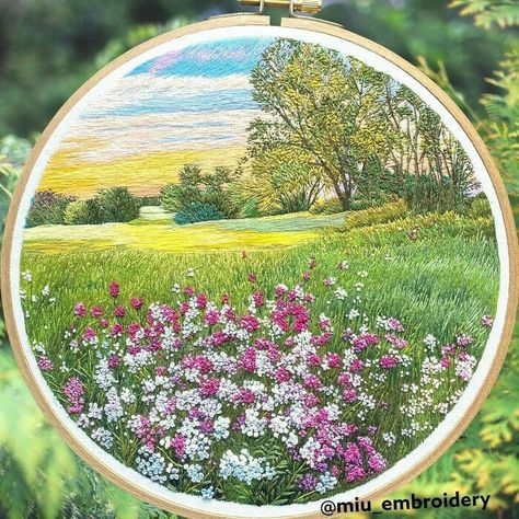 French Knot Flowers, Landscape Embroidery, Painting Embroidery, Diy Embroidery Patterns, Hand Embroidery Projects, Creativity Art, Thread Art, Thread Painting, French Knots