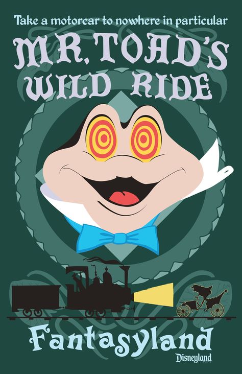 Mr. Toad's Wild Ride Vintage Disney Posters, Disney Poster, Mr Toad, Disneyland Attractions, Disneyland Rides, The Legend Of Sleepy Hollow, Disney Presents, Disney Attractions, Retro Disney